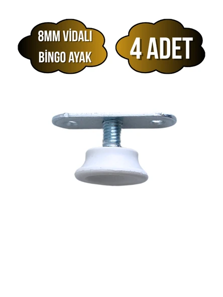 Beyaz Bingo Ayarlanabilir Ayak 8mm Vidalı Masa Ayağı(TAKIM)(EN DÜŞÜK YÜK:13MM EN BÜYÜK YÜK:22MM) Beyaz BEYAZ - 4 ADET - 1