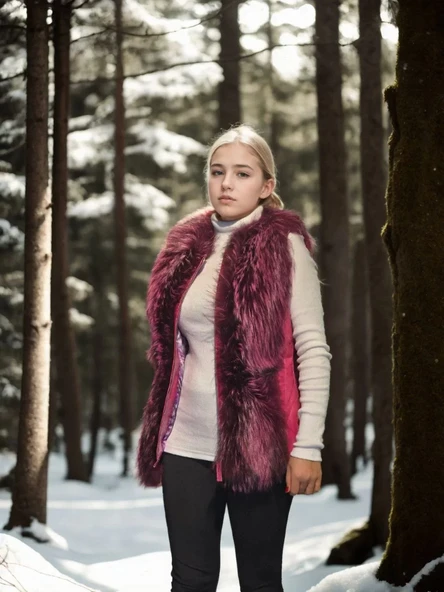 Kadın Kolsuz Hakiki Yelek - Fuşya - 5