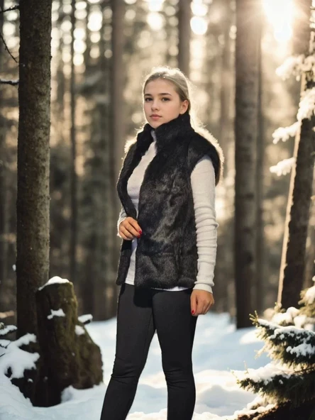 Kadın Kolsuz Hakiki Kürk - Siyah - 3