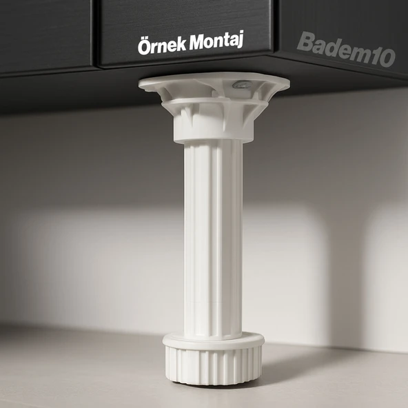 Ayarlanabilir 12 Cm Plastik Ayak Dolap Mobilya Tezgah Puf Yükseltici Yükseltme Ayağı Beyaz Ayakları - Resim 5