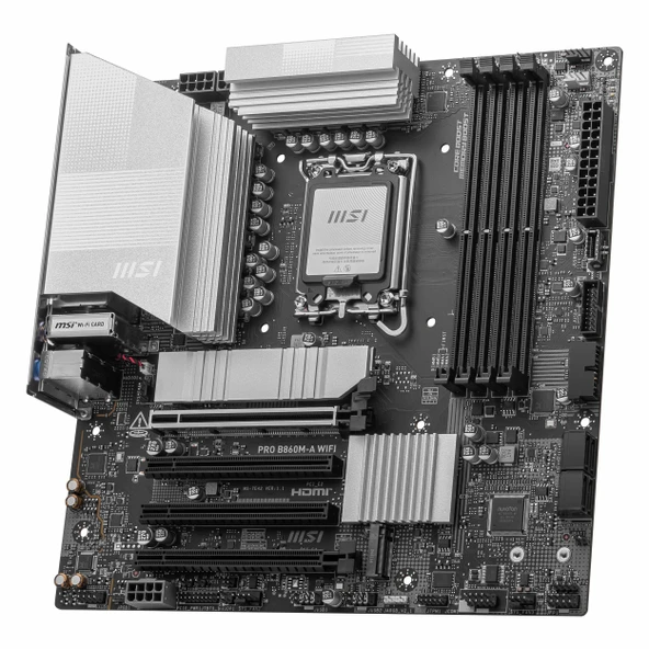 MSI Pro B860M-A WiFi DDR5 (8600MHz)OC M.2 HDMI/DP/USB-C PCIe 5.0 1851P mATX Anakart - Resim 3