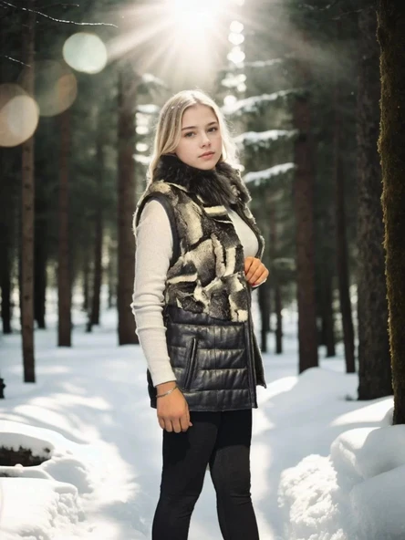 Kadın Kolsuz Hakiki Deri Kürk - Siyah - 3