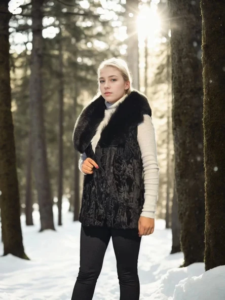 Kadın Kolsuz Hakiki Kürk - Siyah ürün görseli 1