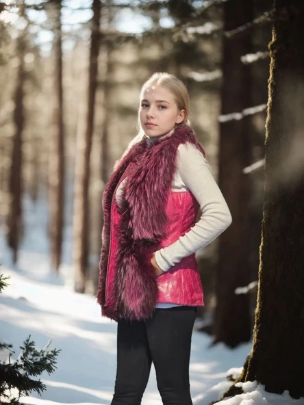 Kadın Kolsuz Hakiki Yelek - Fuşya - 4