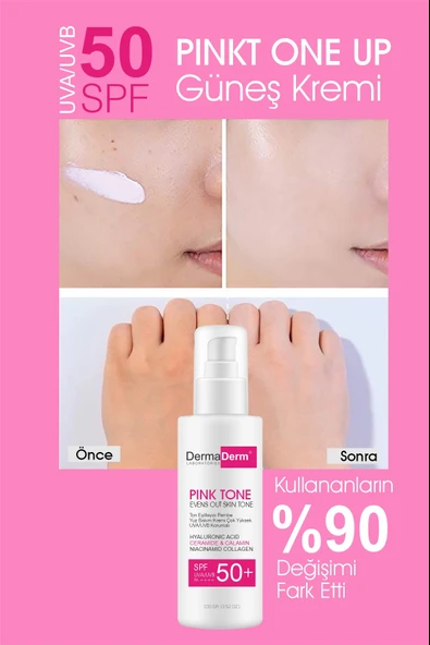 Dermaderm 3 Adet +50 SPF Pink Tone Aydınlatıcı Ton Eşitleyici Yüz Bakım ve Güneş Kremi 3 x 100 ml. - 6