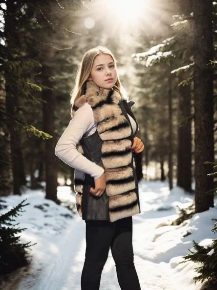 Kadın Kolsuz Hakiki Deri Kürk - Siyah - 4