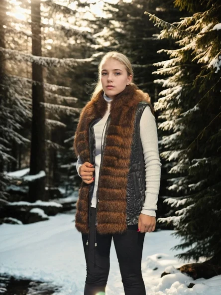 Kadın Kolsuz Fermuarlı Yelek - Siyah - 4