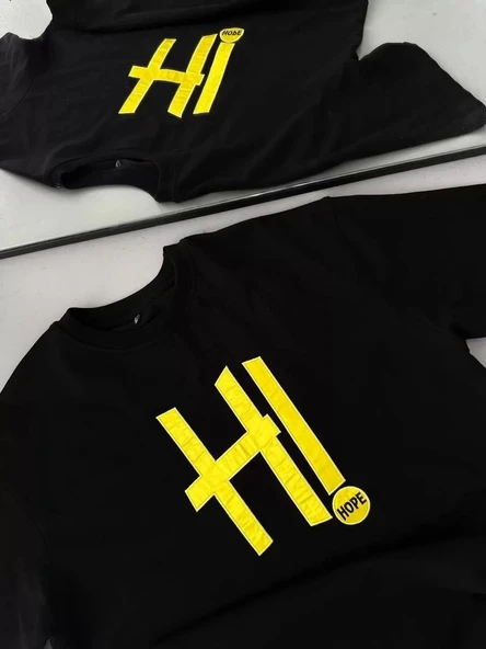 Unisex Nakış İşlemeli T-Shirt - Siyah - Resim 2