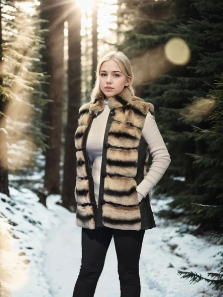 Kadın Kolsuz Hakiki Deri Kürk - Siyah - 5