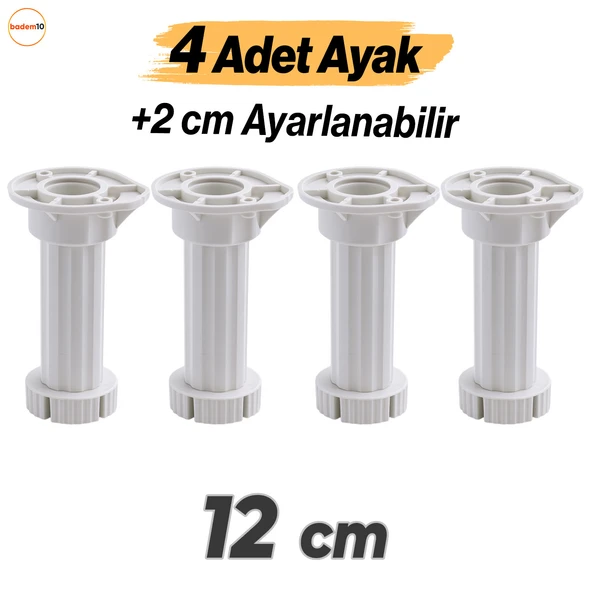 Ayarlanabilir 12 Cm Plastik Ayak Dolap Mobilya Tezgah Puf Yükseltici Yükseltme Ayağı Beyaz Ayakları - Resim 7