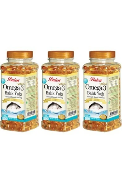 3 Kutu Plus Omega 3 Balık Yağı Omega3 Fish Oil 100 Kapsül X 1380 mg X 3 - 1