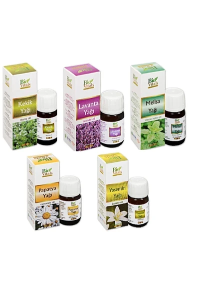 Kekik-Lavanta-Melisa-Papatya-Yasemin Aromatik Masaj Cilt Bakım Yağ 5 li Set - 1