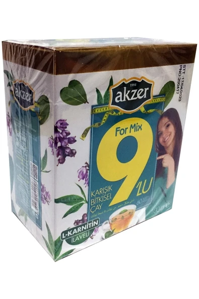 Akzer Formmix 9’lu Karışık Bitki Süzen Poşet Çay 60x1.67gr Mixed Herbal Tea 100gr - 1
