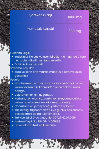 Çörekotu Yağı Yumuşak Kapsül 80 Adet Kapsül 1000 Mg - 3