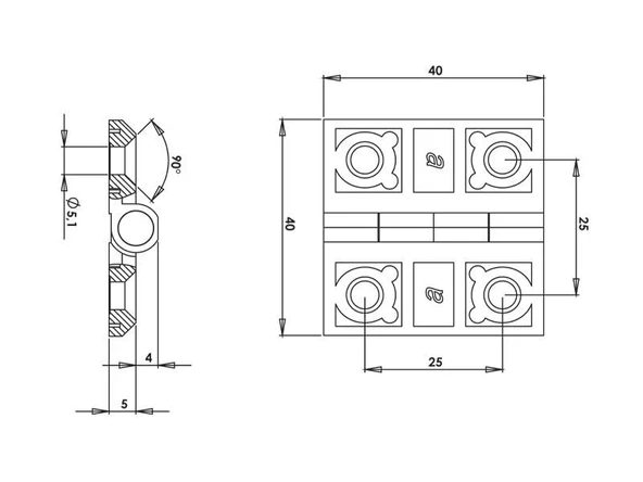 Yaprak Menteşe 40x40 Krom-4 ADET - Resim 2