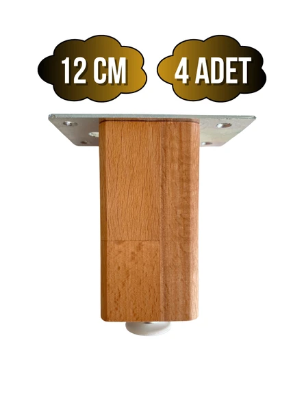 Kale Ayarlı Ahşap Ayak Mobilya Masa ve Dolap Ayağı(KAYIN)(KAYIN/GÜRGEN AĞACI) Ahşap Rengi 12cm 12cm - 4 ADET ürün görseli 1