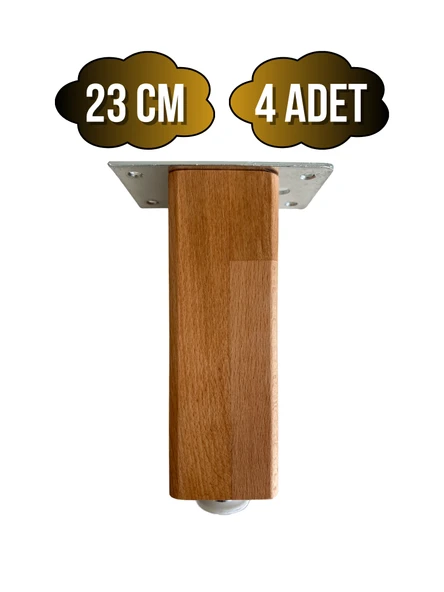 Kale Ayarlı Ahşap Ayak Mobilya Masa ve Dolap Ayağı(KAYIN)(KAYIN/GÜRGEN AĞACI) Ahşap Rengi 23cm 23cm - 4 ADET ürün görseli 1