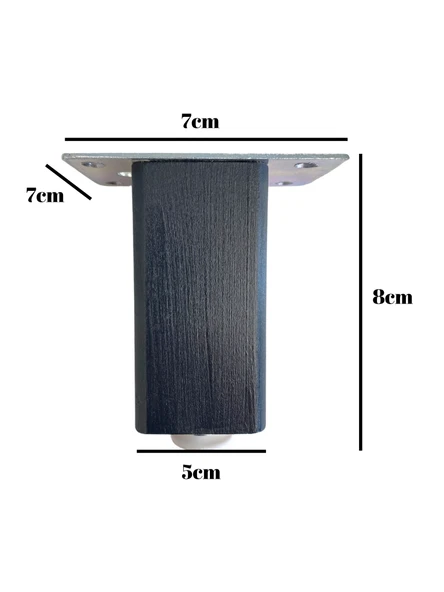 Kale Ayarlı Ahşap Ayak Mobilya Masa ve Dolap Ayağı(ANTRASİT)(KAYIN/GÜRGEN AĞACI) Antrasit 8cm 8cm - 4 ADET - 5