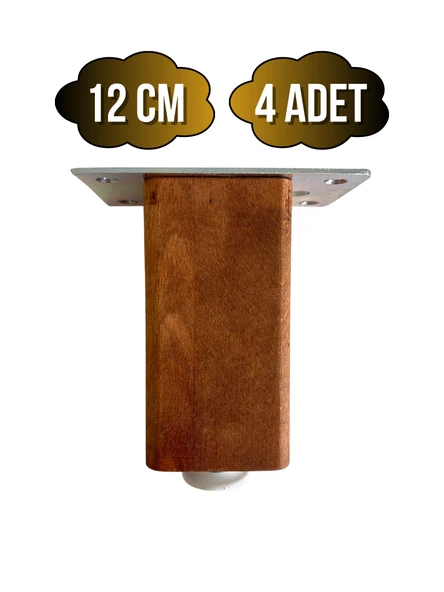 Kale Ayarlı Ahşap Ayak Mobilya Masa ve Dolap Ayağı(CEVİZ)(KAYIN/GÜRGEN AĞACI) Ceviz 12cm 12cm - 4 ADET - 1