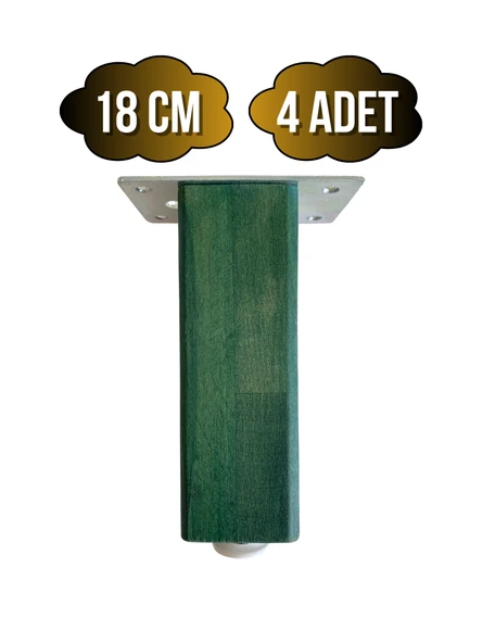 Kale Ayarlı Ahşap Ayak Mobilya Masa ve Dolap Ayağı(YEŞİL)(KAYIN/GÜRGEN AĞACI) Yeşil 18cm 18cm - 4 ADET ürün görseli