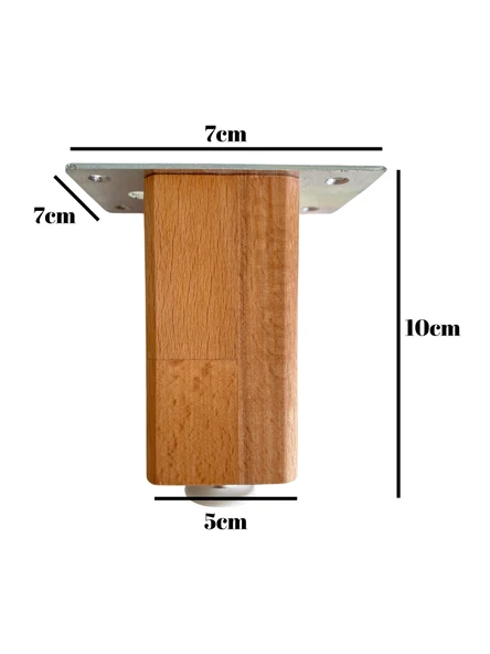 Kale Ayarlı Ahşap Ayak Mobilya Masa ve Dolap Ayağı(KAYIN)(KAYIN/GÜRGEN AĞACI) Ahşap Rengi 10cm 10cm - 4 ADET - Resim 5