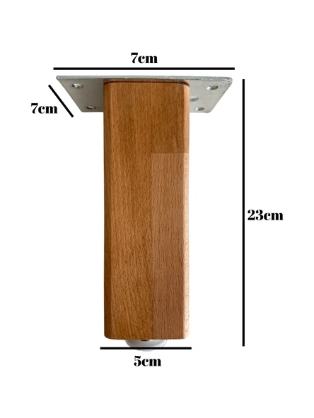 Kale Ayarlı Ahşap Ayak Mobilya Masa ve Dolap Ayağı(KAYIN)(KAYIN/GÜRGEN AĞACI) Ahşap Rengi 23cm 23cm - 4 ADET - Resim 5