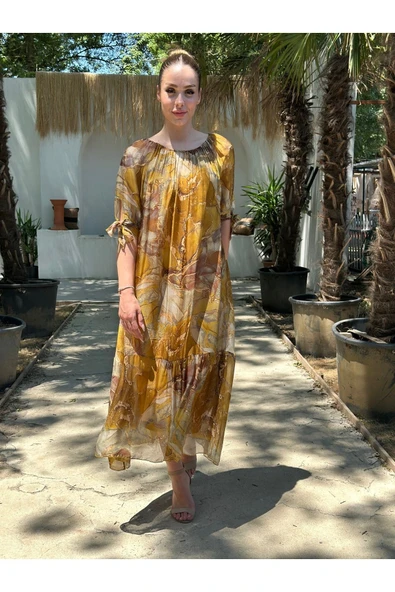 YAZLIK İPEK KUMAŞ ASTARLI ELBİSE - 8