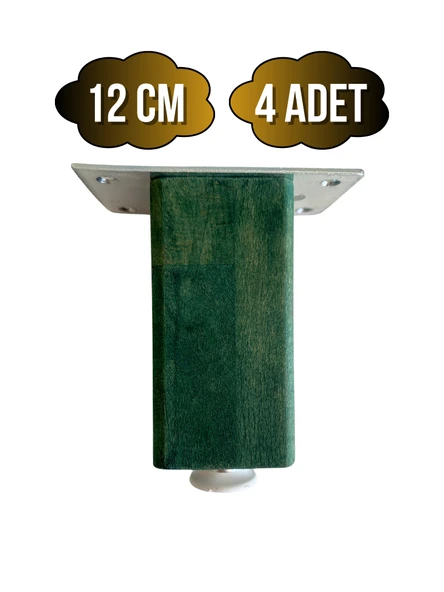 Kale Ayarlı Ahşap Ayak Mobilya Masa ve Dolap Ayağı(YEŞİL)(KAYIN/GÜRGEN AĞACI) Yeşil 12cm 12cm - 4 ADET - 1