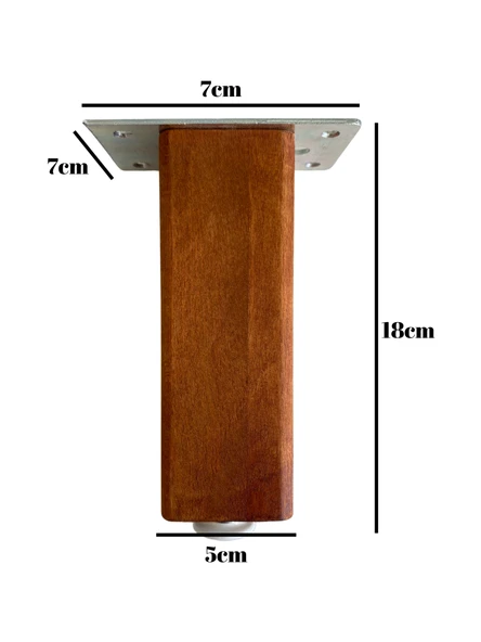 Kale Ayarlı Ahşap Ayak Mobilya Masa ve Dolap Ayağı(CEVİZ)(KAYIN/GÜRGEN AĞACI) Ceviz 18cm 18cm - 4 ADET - Resim 5