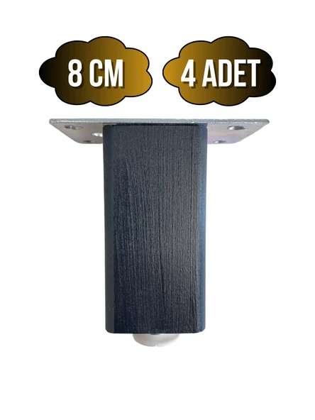Kale Ayarlı Ahşap Ayak Mobilya Masa ve Dolap Ayağı(ANTRASİT)(KAYIN/GÜRGEN AĞACI) Antrasit 8cm 8cm - 4 ADET - 1