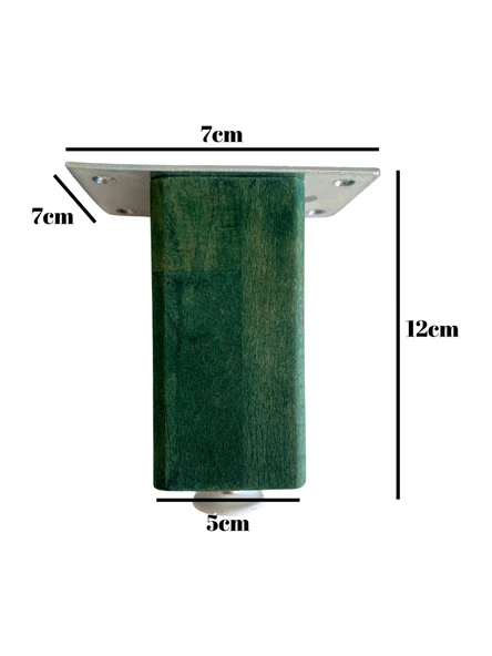 Kale Ayarlı Ahşap Ayak Mobilya Masa ve Dolap Ayağı(YEŞİL)(KAYIN/GÜRGEN AĞACI) Yeşil 12cm 12cm - 2 ADET - Resim 5