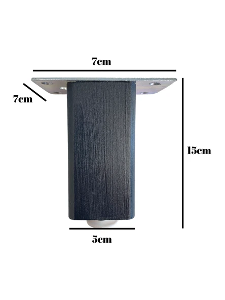 Kale Ayarlı Ahşap Ayak Mobilya Masa ve Dolap Ayağı(ANTRASİT)(KAYIN/GÜRGEN AĞACI) Antrasit 15cm 15cm - 4 ADET - Resim 5