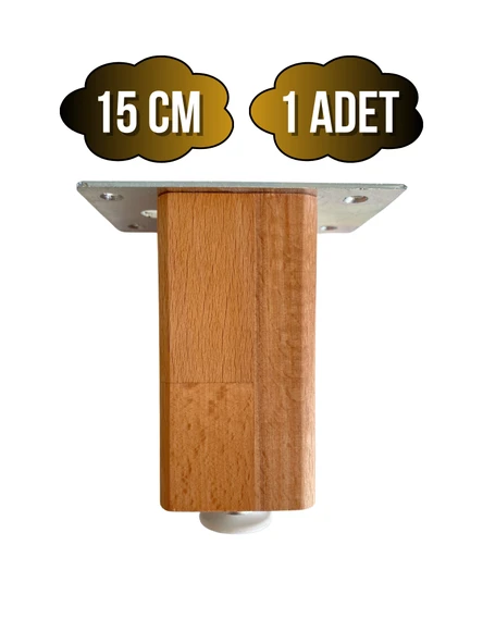 Kale Ayarlı Ahşap Ayak Mobilya Masa ve Dolap Ayağı(KAYIN)(KAYIN/GÜRGEN AĞACI) Ahşap Rengi 15cm 15cm - 1 ADET ürün görseli
