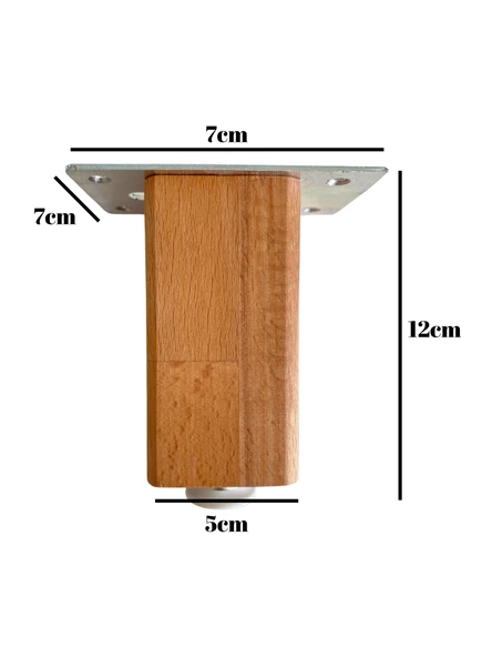 Kale Ayarlı Ahşap Ayak Mobilya Masa ve Dolap Ayağı(KAYIN)(KAYIN/GÜRGEN AĞACI) Ahşap Rengi 12cm 12cm - 4 ADET - Resim 5