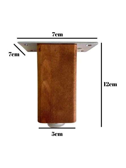 Kale Ayarlı Ahşap Ayak Mobilya Masa ve Dolap Ayağı(CEVİZ)(KAYIN/GÜRGEN AĞACI) Ceviz 12cm 12cm - 4 ADET - 5
