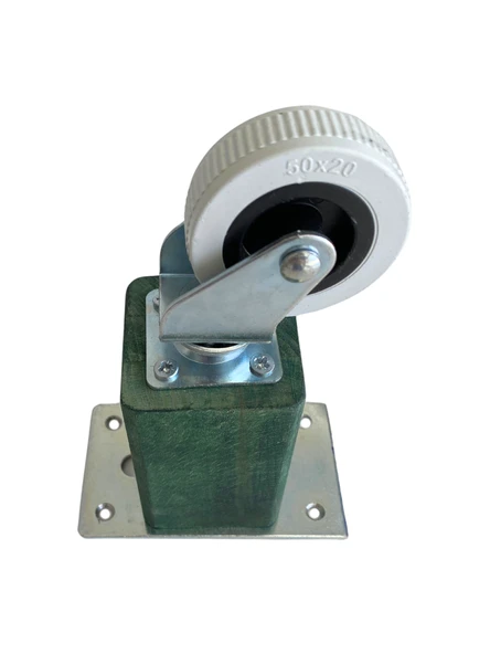 Kale Ahşap Tekerli Ayak Mobilya Masa ve Dolap Tekerli Ayağı(FRENSİZ)(12CM-15CM)(KAYIN/GÜRGEN AĞACI) Yeşil 15cm FRENSİZ 15cm - 4 ADET - Resim 4