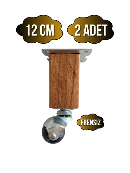 Kale Ahşap Top Tekerli Ayak Mobilya Masa Dolap Tekerli Ayağı(FRENSİZ)(12CM - 15CM)(KAYIN AĞACI) Ahşap Rengi 12cm 12cm - 2 ADET ürün görseli