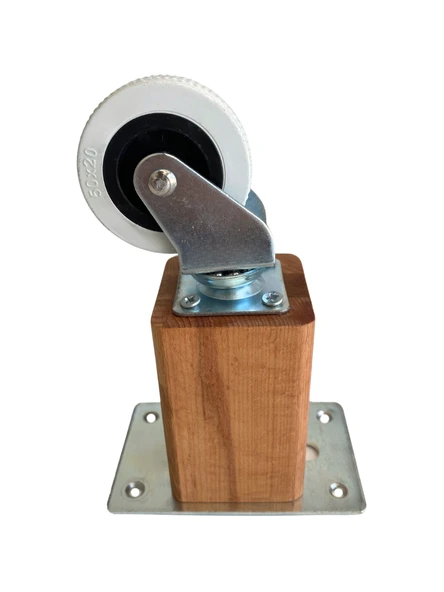 Kale Ahşap Tekerli Ayak Mobilya Masa ve Dolap Tekerli Ayağı(FRENSİZ)(12CM-15CM)(KAYIN/GÜRGEN AĞACI) Ahşap Rengi 12cm FRENSİZ 12cm - 1 ADET - Resim 3