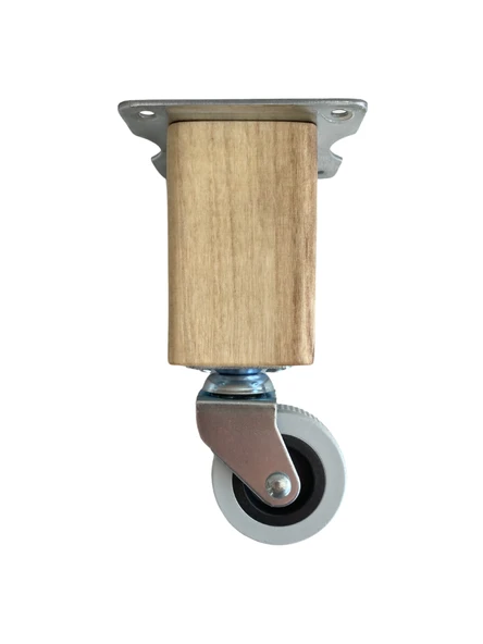 Kale Ahşap Tekerli Ayak Mobilya Masa Dolap Tekerli Ayağı(FRENSİZ)(12CM - 15CM)(CEVİZ AĞACI) Açık Ceviz 12cm FRENSİZ 12cm - 2 ADET - Resim 2
