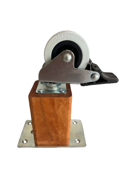 Kale Ahşap Tekerli Ayak Mobilya Masa ve Dolap Tekerli Ayağı(FRENLİ)(12CM-15CM)(KAYIN/GÜRGEN AĞACI) Ceviz 15cm FRENLİ 15cm - 4 ADET - 3