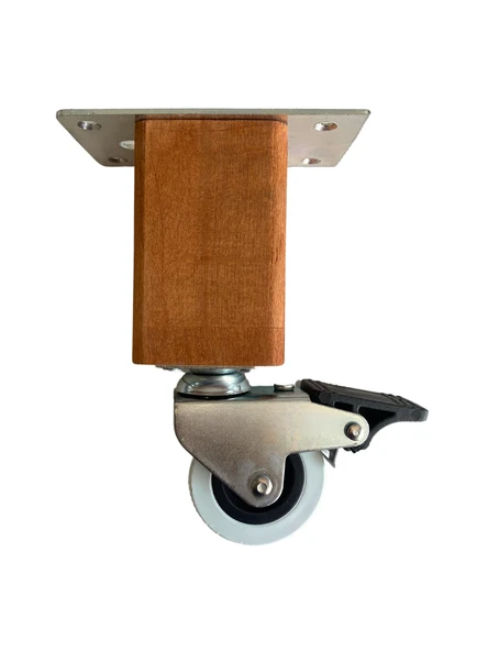 Kale Ahşap Tekerli Ayak Mobilya Masa ve Dolap Tekerli Ayağı(FRENLİ)(12CM-15CM)(KAYIN/GÜRGEN AĞACI) Ceviz 15cm FRENLİ 15cm - 4 ADET - 2