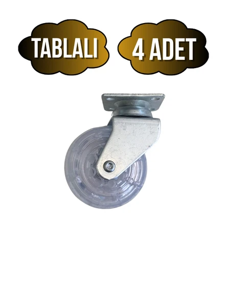 Düz Tabla Şeffaf Lastik Masa Tekeri Sehpa Tekeri(7CM)(METAL)(ŞEFFAF)(50x20MM) Şeffaf ŞEFFAF - 4 ADET ürün görseli