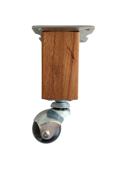 Kale Ahşap Top Tekerli Ayak Mobilya Masa Dolap Tekerli Ayağı(FRENSİZ)(12CM - 15CM)(KAYIN AĞACI) Ahşap Rengi 12cm 12cm - 4 ADET - Resim 2