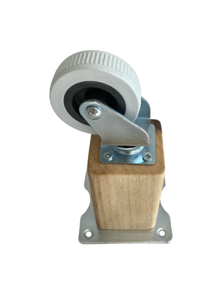 Kale Ahşap Tekerli Ayak Mobilya Masa Dolap Tekerli Ayağı(FRENSİZ)(12CM - 15CM)(CEVİZ AĞACI) Açık Ceviz 12cm FRENSİZ 12cm - 4 ADET - Resim 4