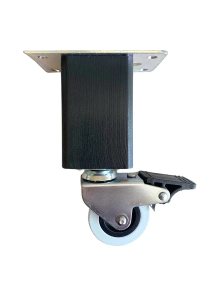 Kale Ahşap Tekerli Ayak Mobilya Masa ve Dolap Tekerli Ayağı(FRENLİ)(12CM-15CM)(KAYIN/GÜRGEN AĞACI) Antrasit 12cm FRENLİ 12cm - 2 ADET - Resim 2