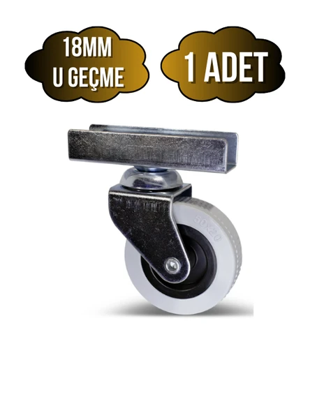 18mm U Geçme Masa Tekeri Sehpa Tekeri(7CM)(GRİ)(18MM U GEÇME 50x20MM) Gri GRİ - 1 ADET ürün görseli