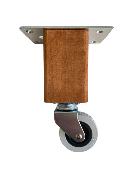 Kale Ahşap Tekerli Ayak Mobilya Masa ve Dolap Tekerli Ayağı(FRENSİZ)(12CM-15CM)(KAYIN/GÜRGEN AĞACI) Ceviz 12cm FRENSİZ 12cm - 2 ADET - Resim 2