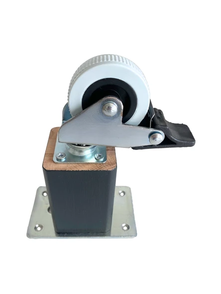 Kale Ahşap Tekerli Ayak Mobilya Masa ve Dolap Tekerli Ayağı(FRENLİ)(12CM-15CM)(KAYIN/GÜRGEN AĞACI) Antrasit 12cm FRENLİ 12cm - 2 ADET - Resim 3