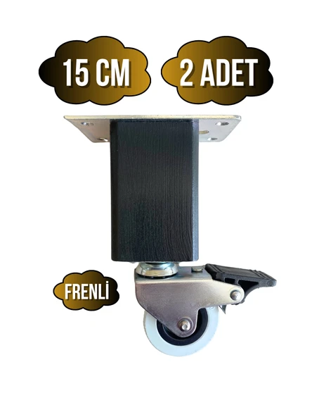Kale Ahşap Tekerli Ayak Mobilya Masa ve Dolap Tekerli Ayağı(FRENLİ)(12CM-15CM)(KAYIN/GÜRGEN AĞACI) Antrasit 15cm FRENLİ 15cm - 2 ADET - 1