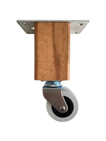 Kale Ahşap Tekerli Ayak Mobilya Masa ve Dolap Tekerli Ayağı(FRENSİZ)(12CM-15CM)(KAYIN/GÜRGEN AĞACI) Ahşap Rengi 12cm FRENSİZ 12cm - 1 ADET - Resim 2